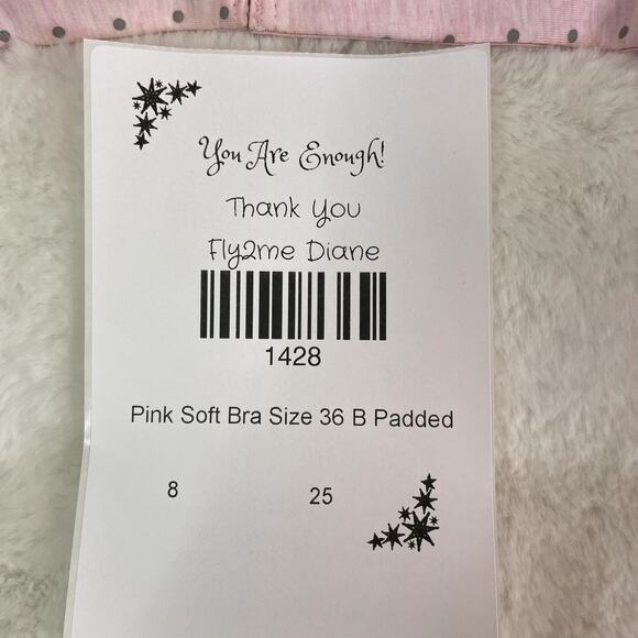 Pink with gray dots Size 36B Soft padded two snaps cream lace - Picture 6 of 6